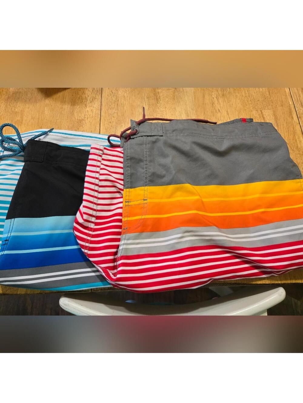 Men's George 3XL Swim Trunks - Multi Color Stripe Design